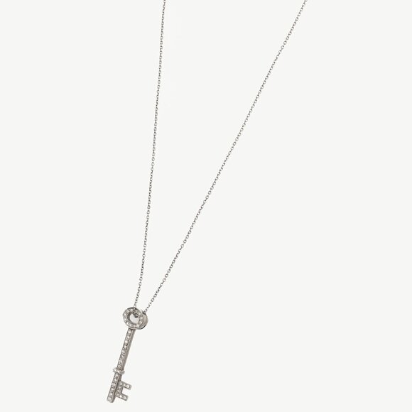 Tiffany & Co. Platinum 950 Diamond Key-Pendant Necklace - Picture 2 of 5